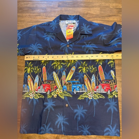 Pacific Legend Hawaiian Shirt Boys SZ L Button Up Short Sleeve Surf Board New - Picture 7 of 8